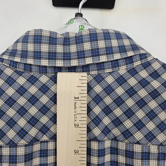 Billy Reid Shirt Mens XL Blue Plaid Casual Button Up Standard Cut‎ Cotton - Picture 5 of 10